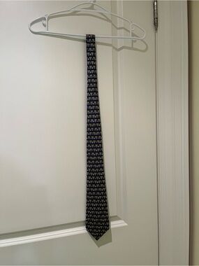Hermes Navy Tie with Gold Triangle Motif